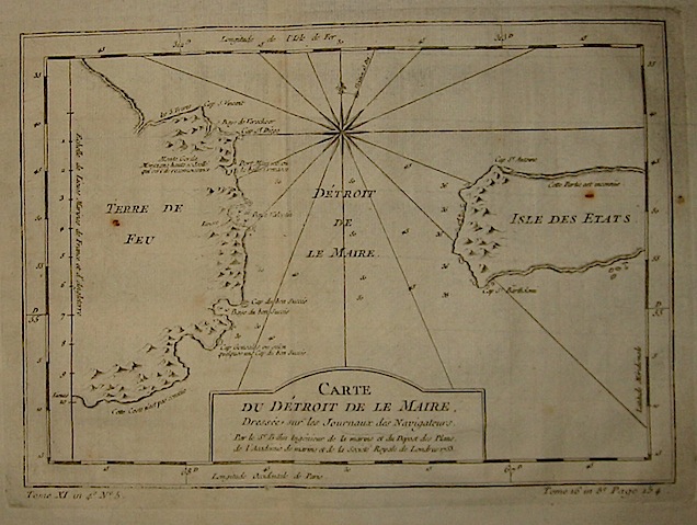 Bellin Jacques-Nicolas (1703-1772) Carte du Détroit de Le Maire... 1753 Parigi